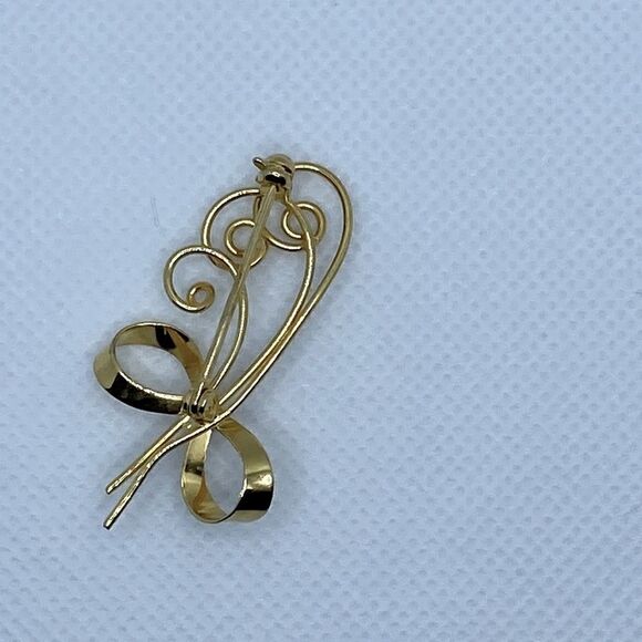 💛 Vintage Gold Plated Pearl Brooch - Picture 2 of 5